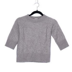 ALLUDE Cashmere Cropped Sweater Taupe Half Sleeve Pullover Casual Women's S